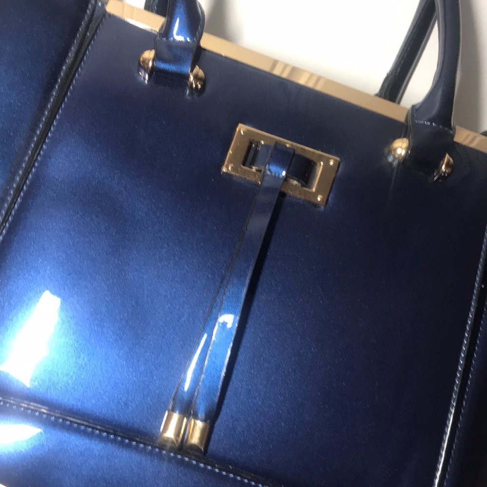 Navy Blue Metallic Handbag - Picture 2 of 16